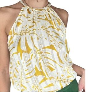 Joie Women's Boho Palm Leaf Print Silky Blouse Size Medium
